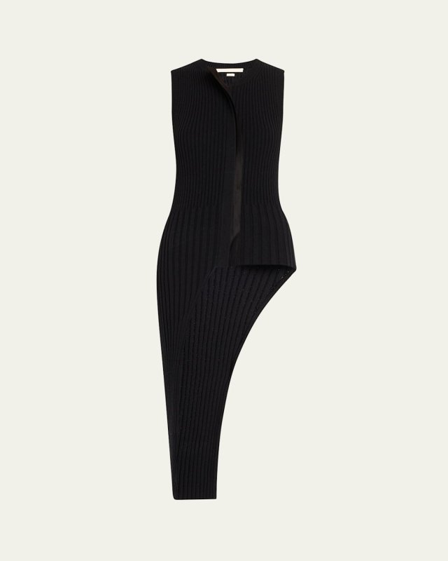 Asymmetrical Rib-Knit Sweater Vest